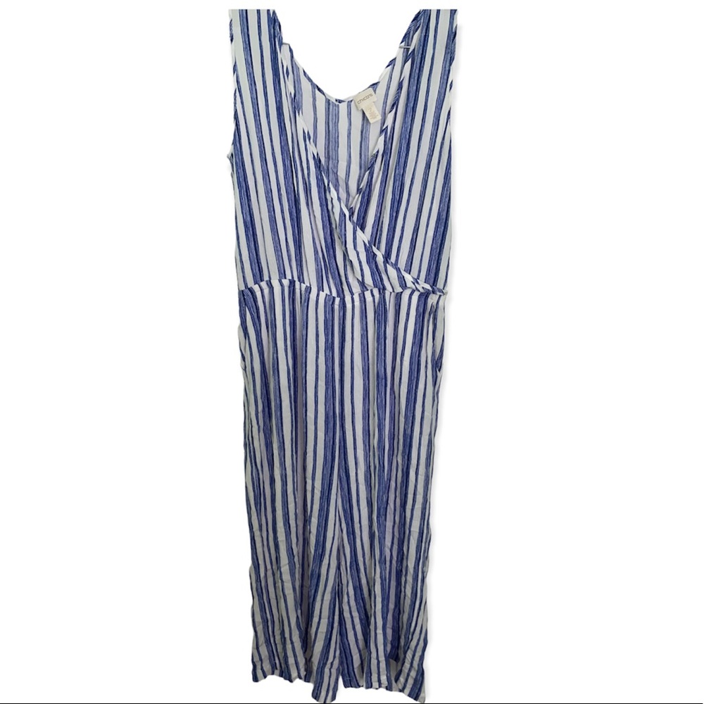 Chicos Blue and white striped romper